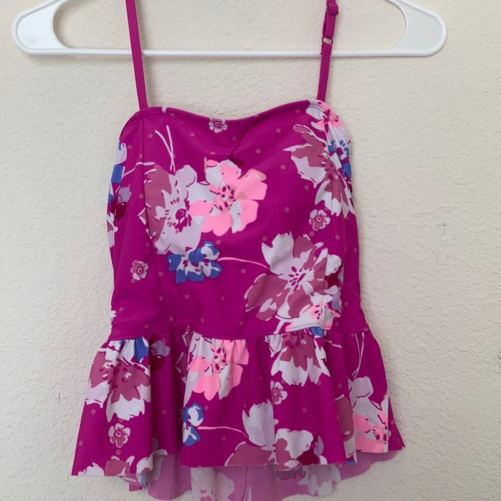 Pink floral tankini top